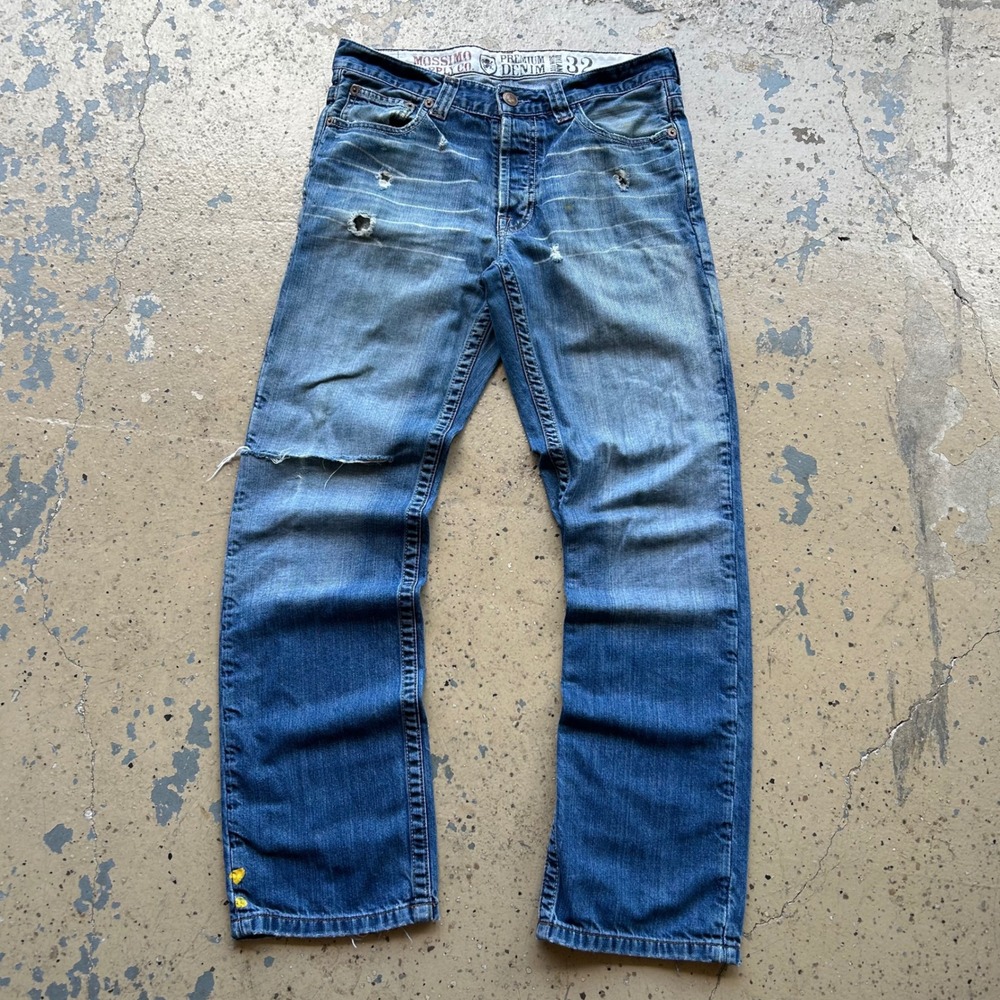 Mossimo Supply Co Premium Denim Dylan straight Fit Jeans 32x32 Distressed Y2K